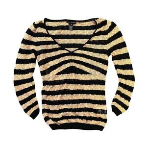 Black and cream striped blouse